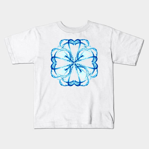 Fire Rose Blue Kids T-Shirt by RFMDesigns